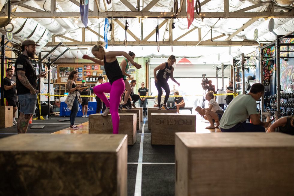 People doing box jumps at the Sacramento location